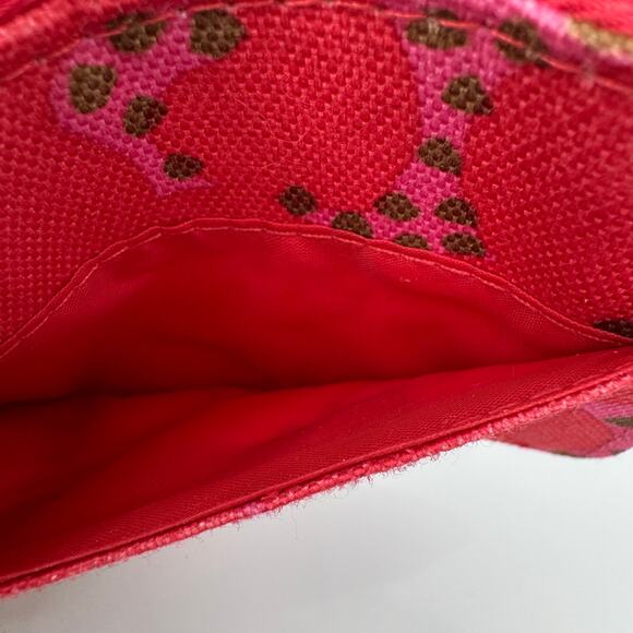 Marimekko for Clinique zip coin purse case change wallet 4"x3" red pink NEW - Picture 3 of 6